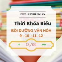 TKB Bồi Dưỡng Văn Hóa 2016-2017 Từ Ngày 13/9/2016